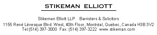 (Stikeman Elliot letterhead)